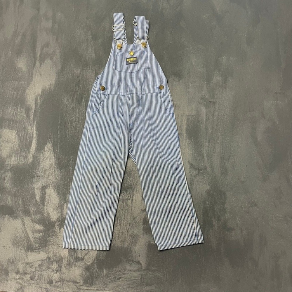 Vintage OshKosh B'gosh Overalls 4T Blue 1990s Hickory Stripe